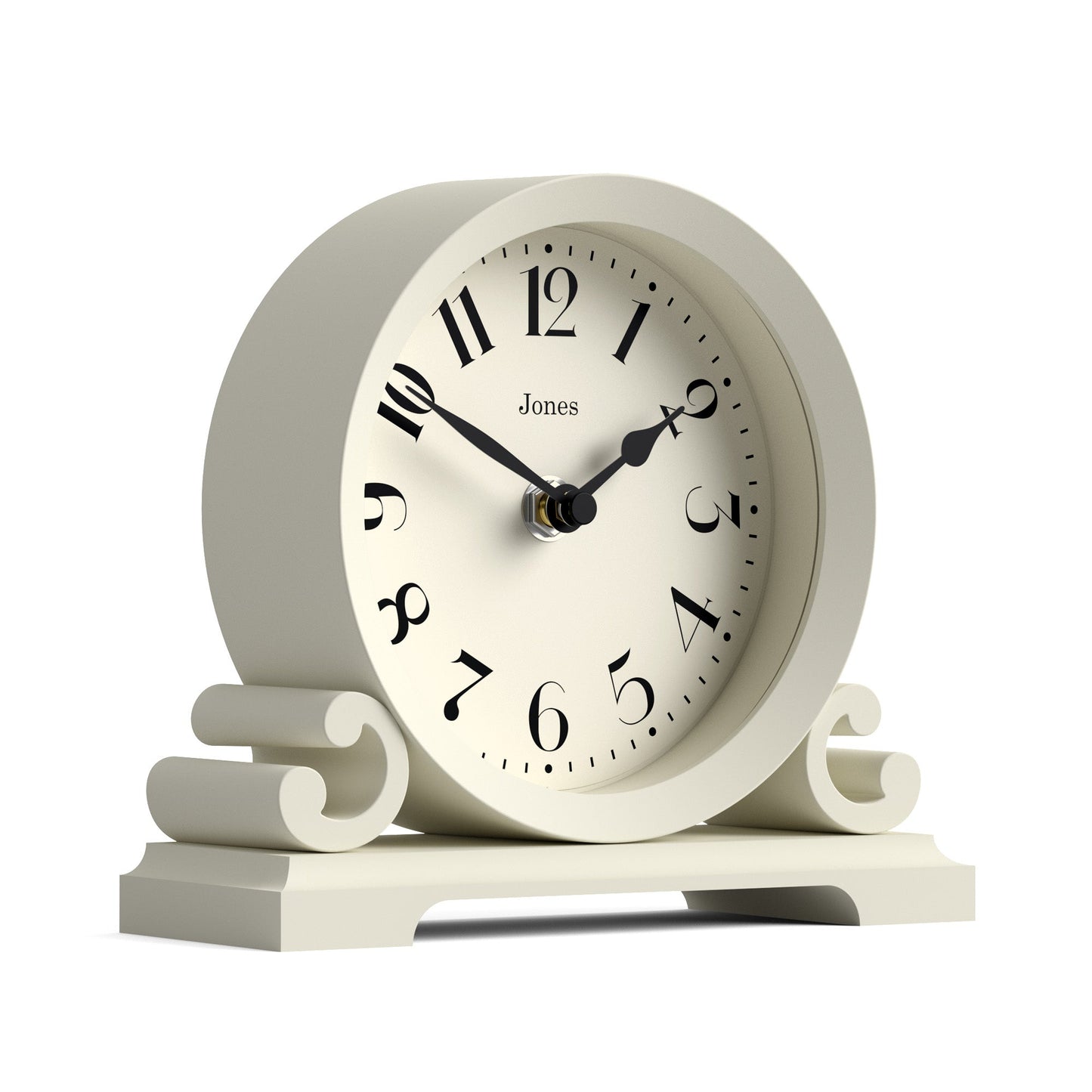 Jones Saloon mantel clock in linen white