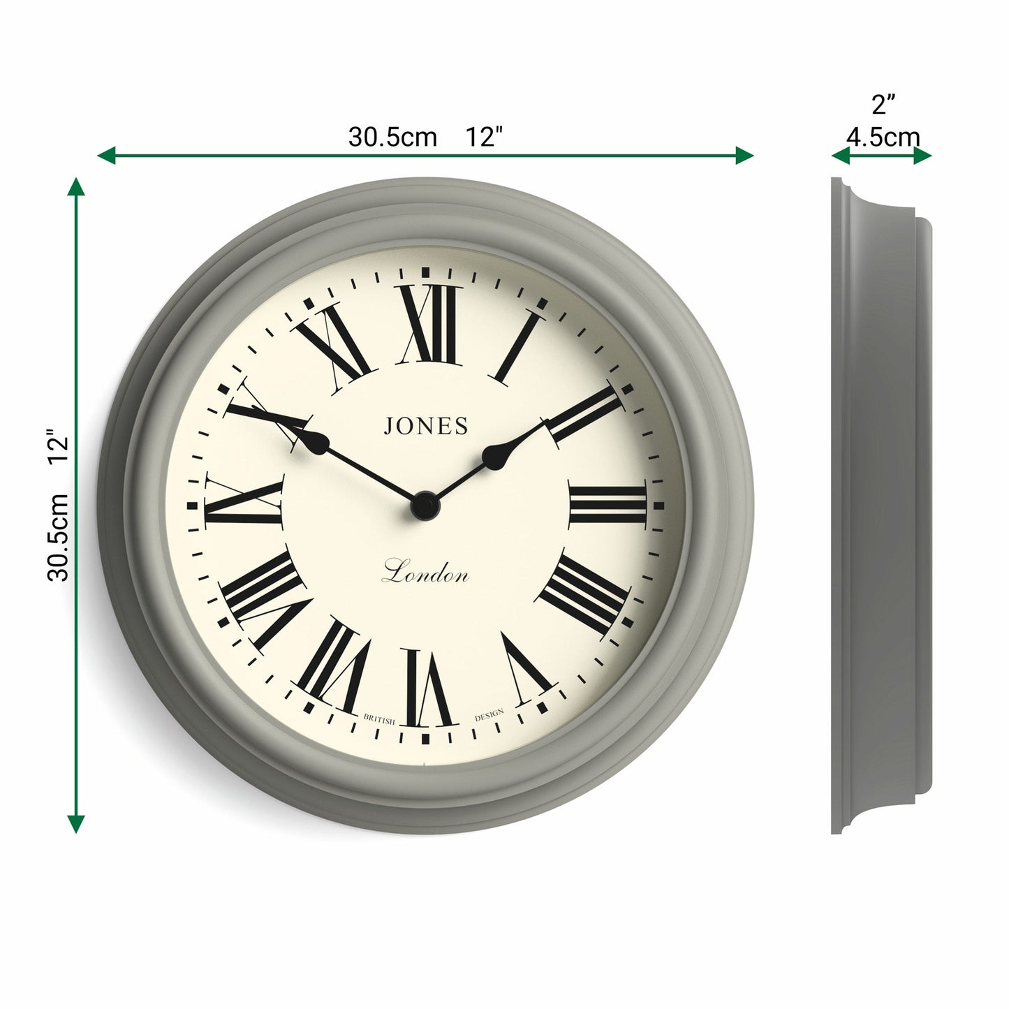 Jones Venetian wall clock in grey 30cm