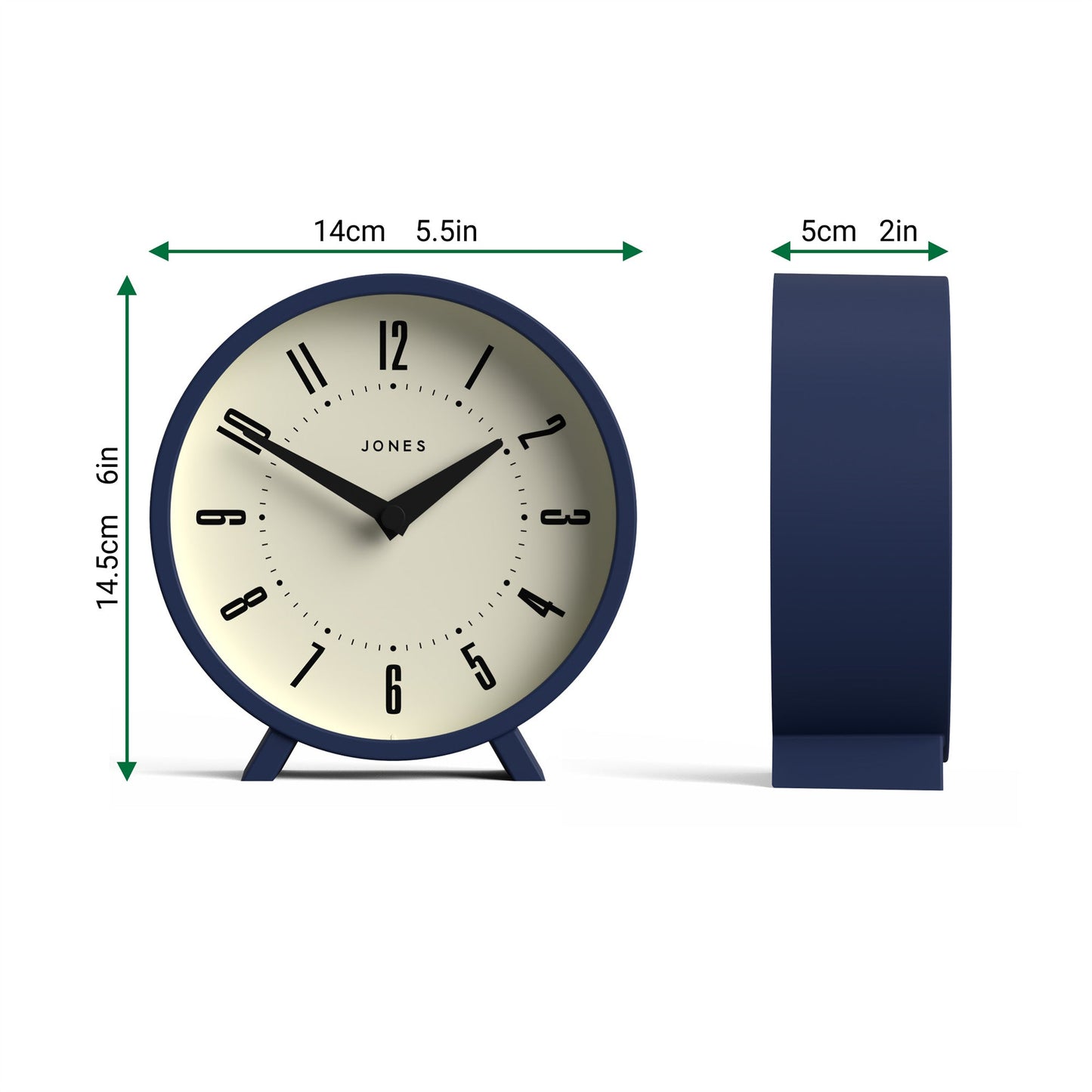 Jones Venus mantel clock in indigo blue