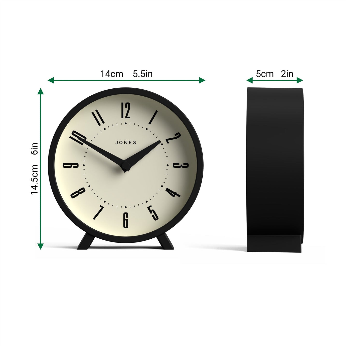 Jones Venus mantel clock in black